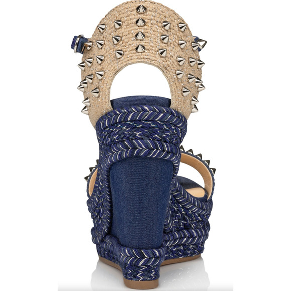 Christian Louboutin Madmonica 120 Blue Denim Platform Wedge Sandal Heel Pump 42 - Picture 10 of 12